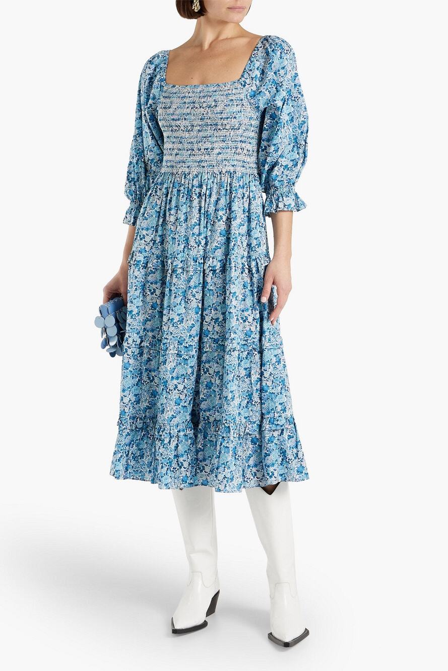 LoveShackFancy X Libery of London Minnie Floral-Print Midi Dress NWT